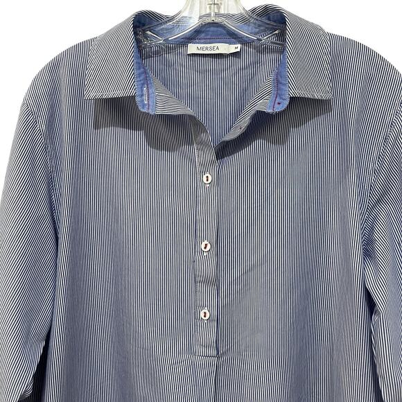 Mersea Dress Womens Medium Blue White Stripe Essential Shirt Dress - Picture 6 of 14